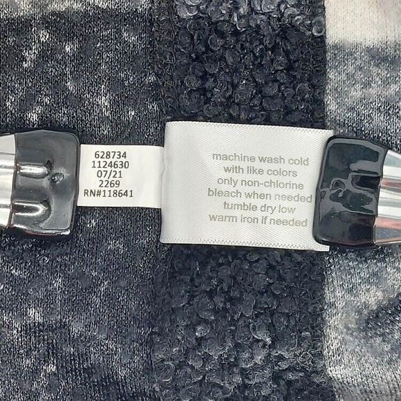 Lane Bryant Poncho Sz 18/20 Hooded Black Cream Checkered Lagenlook Cottagecore - Picture 6 of 7